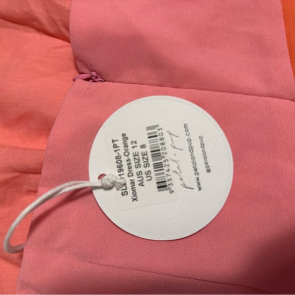 NEW Petal & Pup Xiomar One Shoulder Midi Dress Orange Pink Size US 8 Cocktail - Picture 3 of 11
